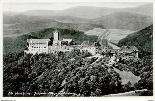 Die Wartburg - Original Fliegeraufnahme - Hotel und Gaststatten - castle - hotel - old postcard - 1954 - Germany - used - JH Postcards
