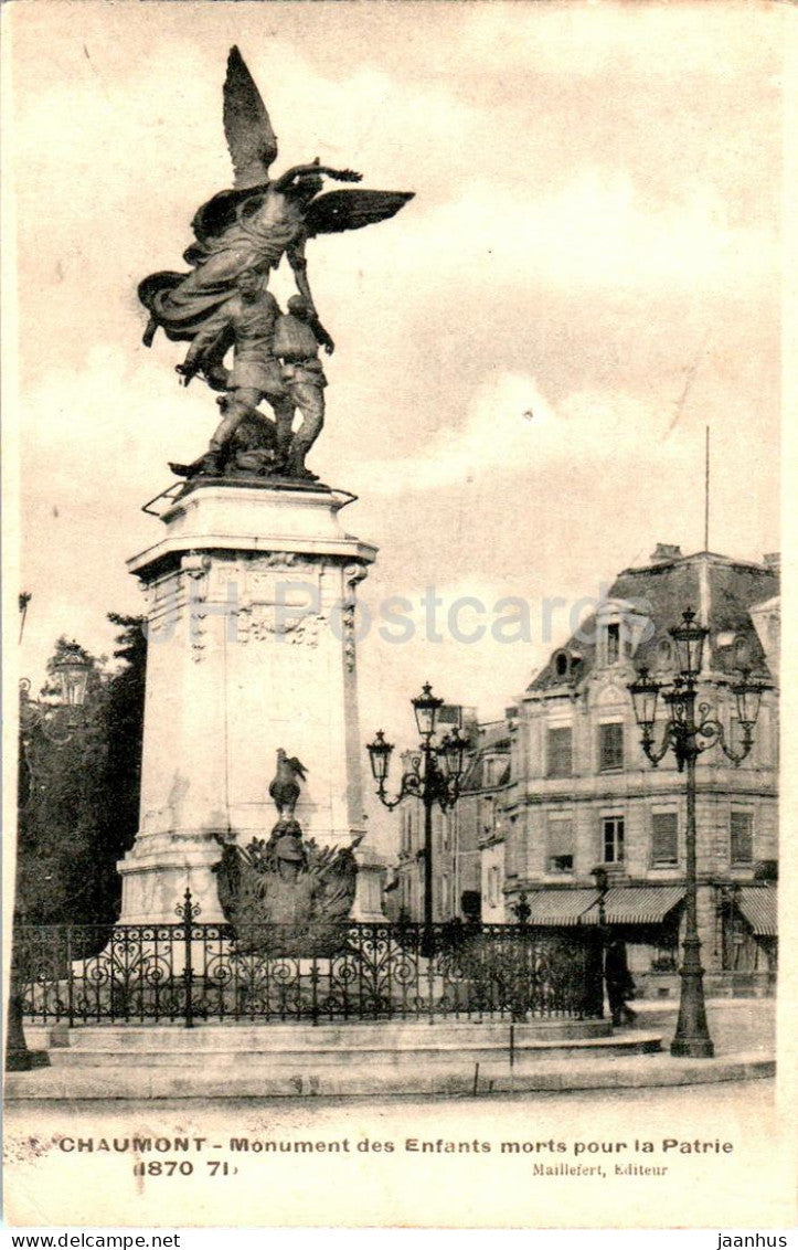 Chaumont - Monument des Enfants morts pour la Patrie - Monument of the Children - 1 old postcard - 1906 - France - used - JH Postcards