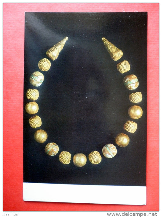 Necklace 1 - National Museum of Afghanistan - archaeology - Bactrian Gold - 1984 - USSR Russia - unused - JH Postcards