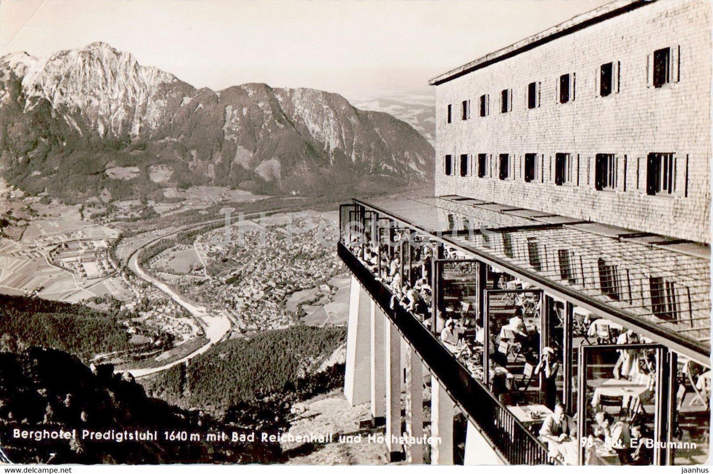 Berghotel Predigtstuhl 1640 m mit Bad Reichenhall und Hochstaufen - hotel - old postcard - Germany - unused - JH Postcards