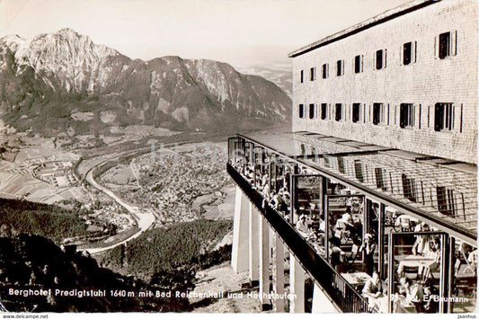 Berghotel Predigtstuhl 1640 m mit Bad Reichenhall und Hochstaufen - hotel - old postcard - Germany - unused - JH Postcards