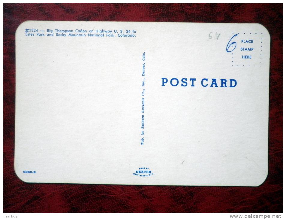 Big Thompson Canyon - Colorado - USA - unused (numbers written backside) - JH Postcards