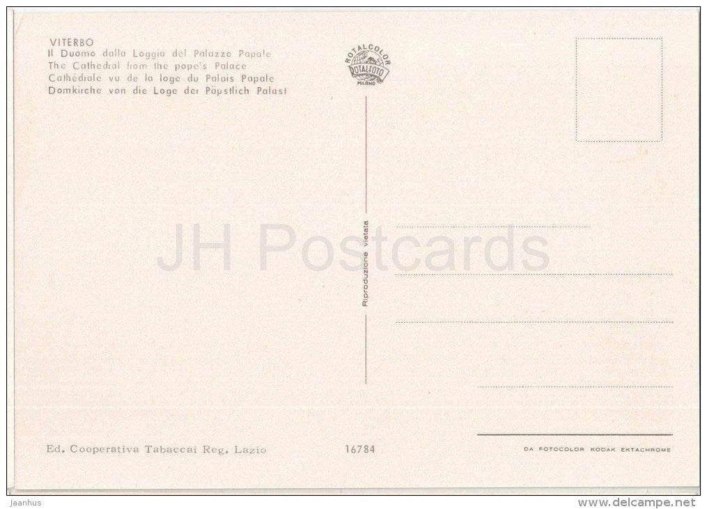 Il Duomo dalla Loggia del Palazzo Papale - cathedral , Pope`s Palace - Viterbo - Lazio - 16784 - Italia - Italy - unused - JH Postcards