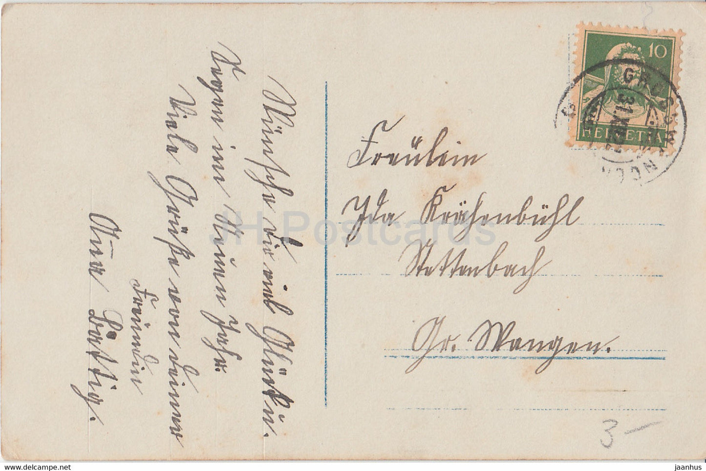 New Year Greeting Card - Zum neuen Jahre viel Gluck - chldren - old postcard - 1922 - Germany - used