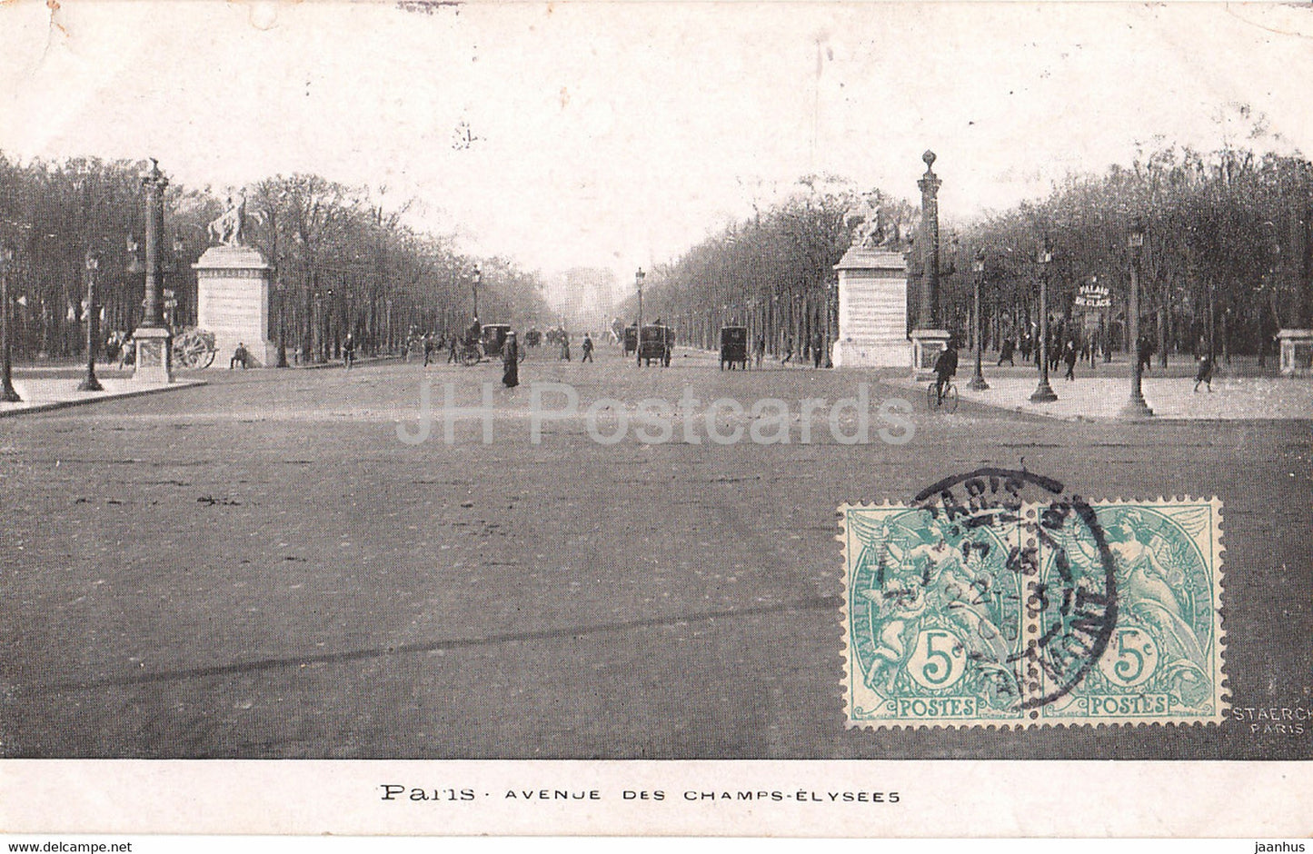 Paris - Avenue des Champs Elysees - old postcard - 1906 - France - used - JH Postcards