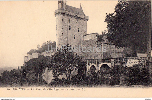 Chinon - La Tour de l'Horloge - Le Pont - tower - bridge - 67 - old postcard - France - unused - JH Postcards