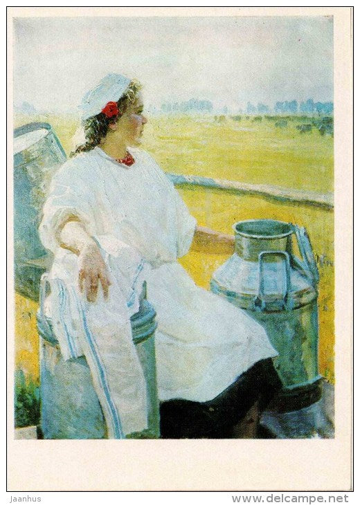 painting by M. Antonchik - Portrait of Milkmaid - woman - ukrainian art - unused - JH Postcards