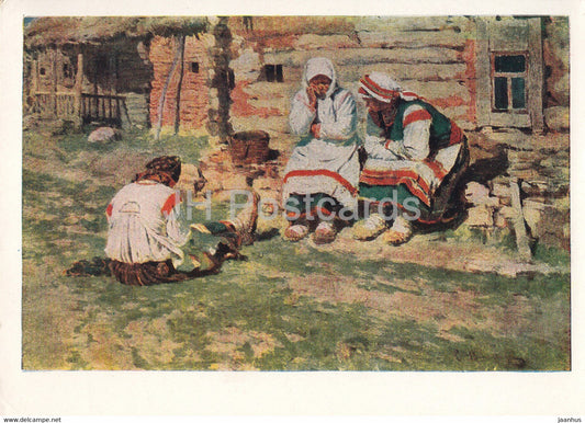 painting by S. Vinogradov - Peasant Women - 1 - Russian art - 1963 - Russia USSR - unused - JH Postcards