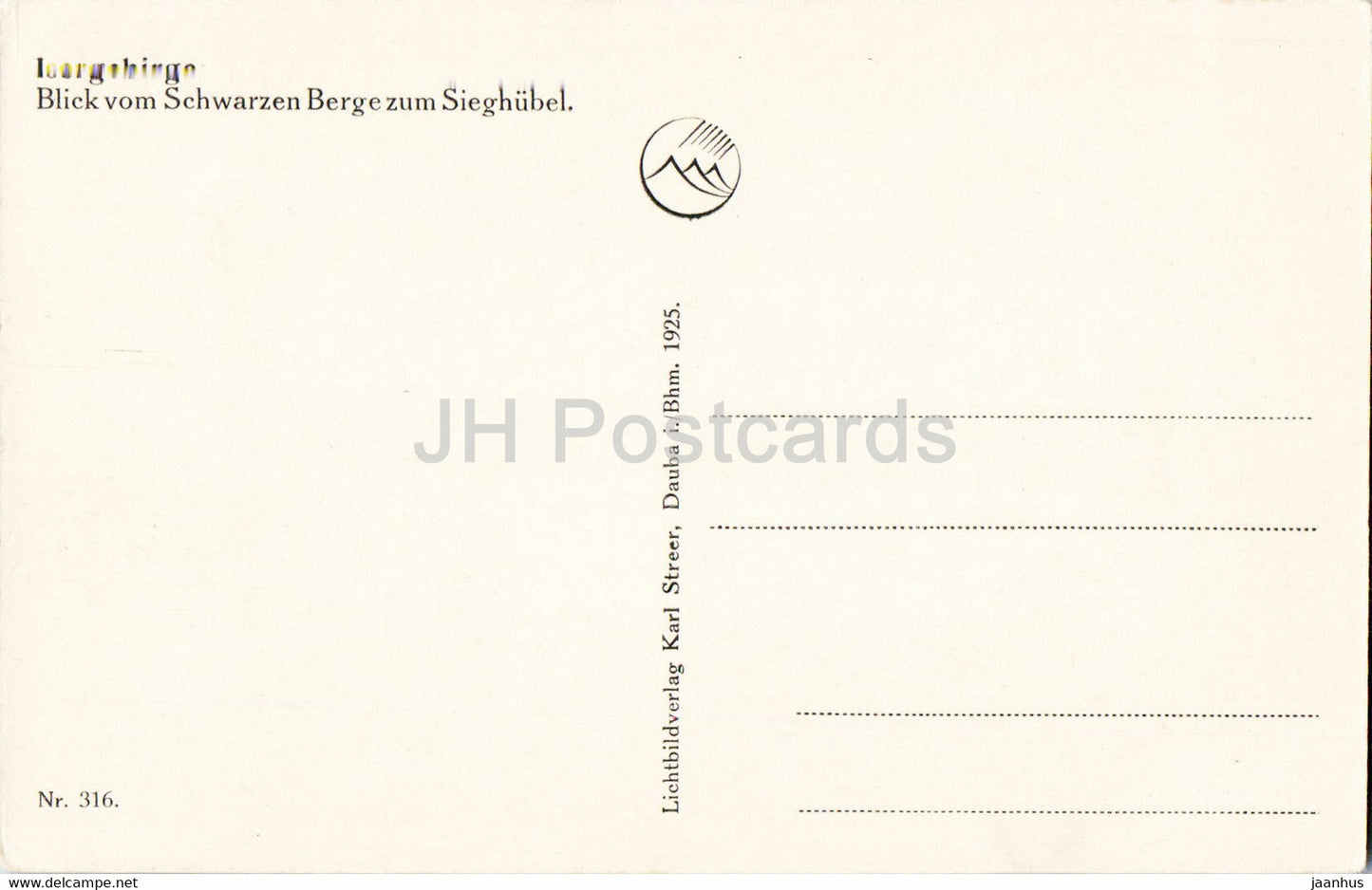 Isergebirge - Jizerske Hory - Blick vom Schwarzen Berge zum Sieghubel - carte postale ancienne - République tchèque - inutilisée