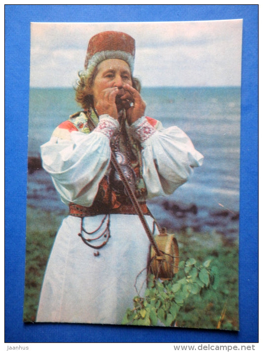 Cheek Instrument - Estonian folk instruments - folk costume - 1979 - Estonia USSR - unused - JH Postcards