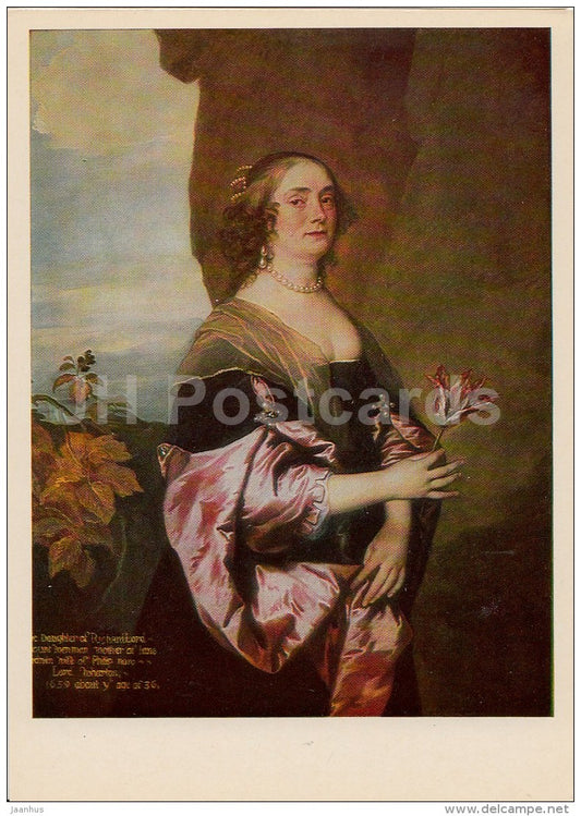 painting by Anthony van Dyck - Portrait of Jan Goodwin , 1630s - woman - Flemish art - 1980 - Russia USSR - unused - JH Postcards
