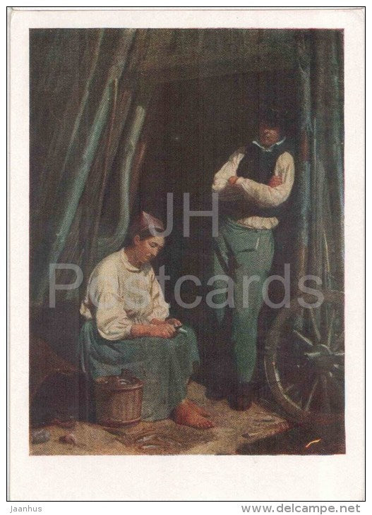 painting by M. Clodt - Finnish fishermen - russian art  - unused - JH Postcards