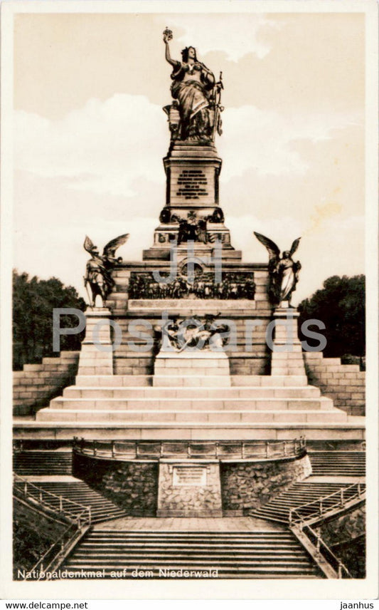 Nationaldenkmal auf dem Niederwald - monument - old postcard - Germany - unused - JH Postcards