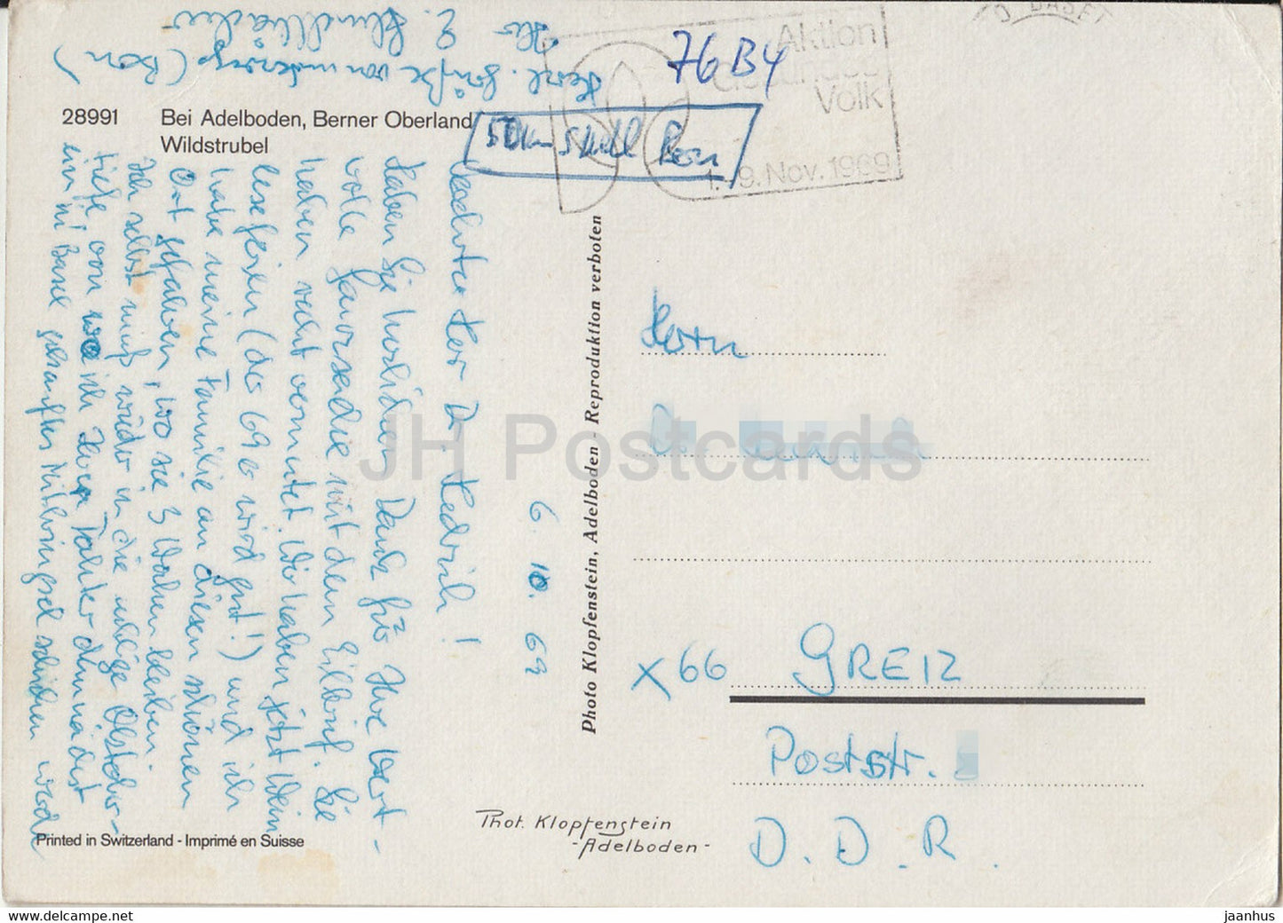 Bei Adelboden - Berner Oberland - Wildstrubel - Alphorn - Swiss folk costumes - 1969 - Switzerland - used