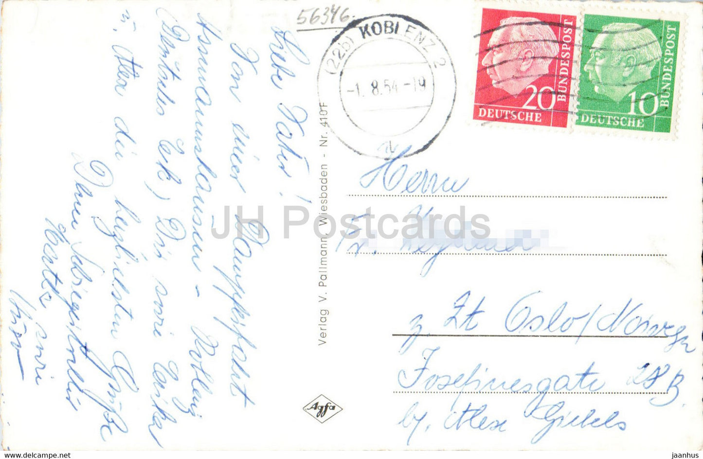 St. Goarshausen - Loreley - Schiff - alte Postkarte - 1954 - Deutschland - gebraucht
