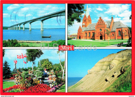 Mors - bridge - church - multiview - 1995 - Denmark - used - JH Postcards