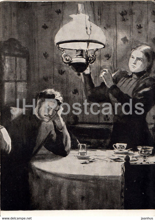 illustration by Kukryniksy - Foma Gordeyev and Lyuba Mayakina - Foma Gordeyev by Gorky - 1960 - Russia USSR - unused - JH Postcards