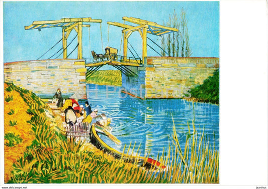 painting by Vincent van Gogh - Brucke in Arles - bridge - Dutch art - Germany DDR - unused - JH Postcards