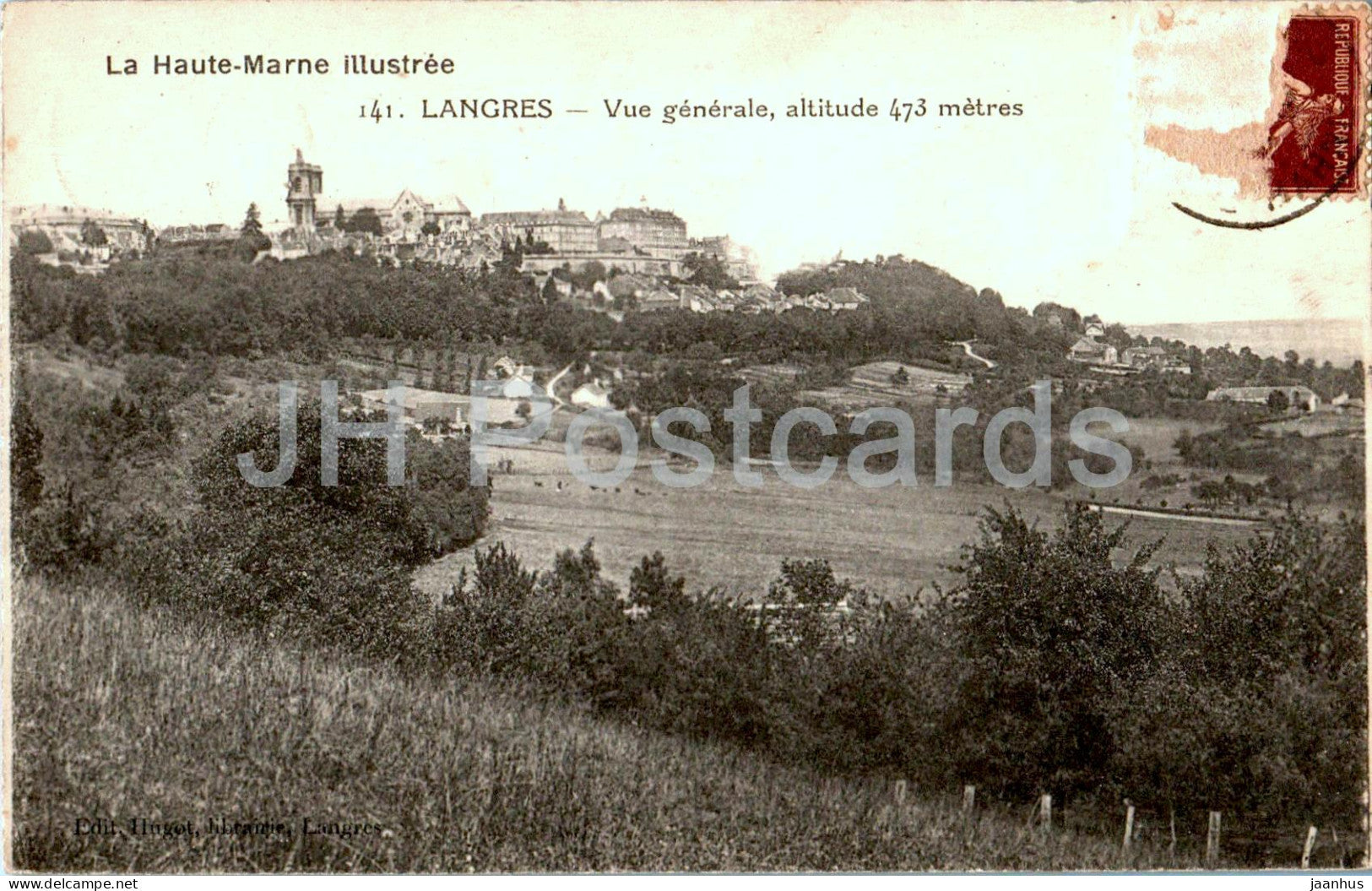 Langres - Vue generale altitude 473 metres - La Haute Marne Illustree - 141 - old postcard - 1920 - France - used - JH Postcards