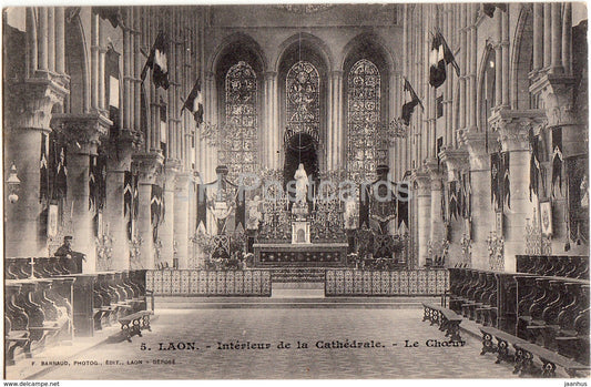 Laon - Interieur de La Cathedrale - Le Choeur - cathedral - 5 - old postcard - France - unused - JH Postcards