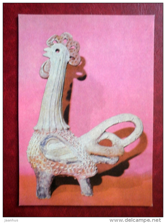 Cock - ceramics by A. Villemsoo - Juvenile Artists - 1970 - Estonia USSR - unused - JH Postcards