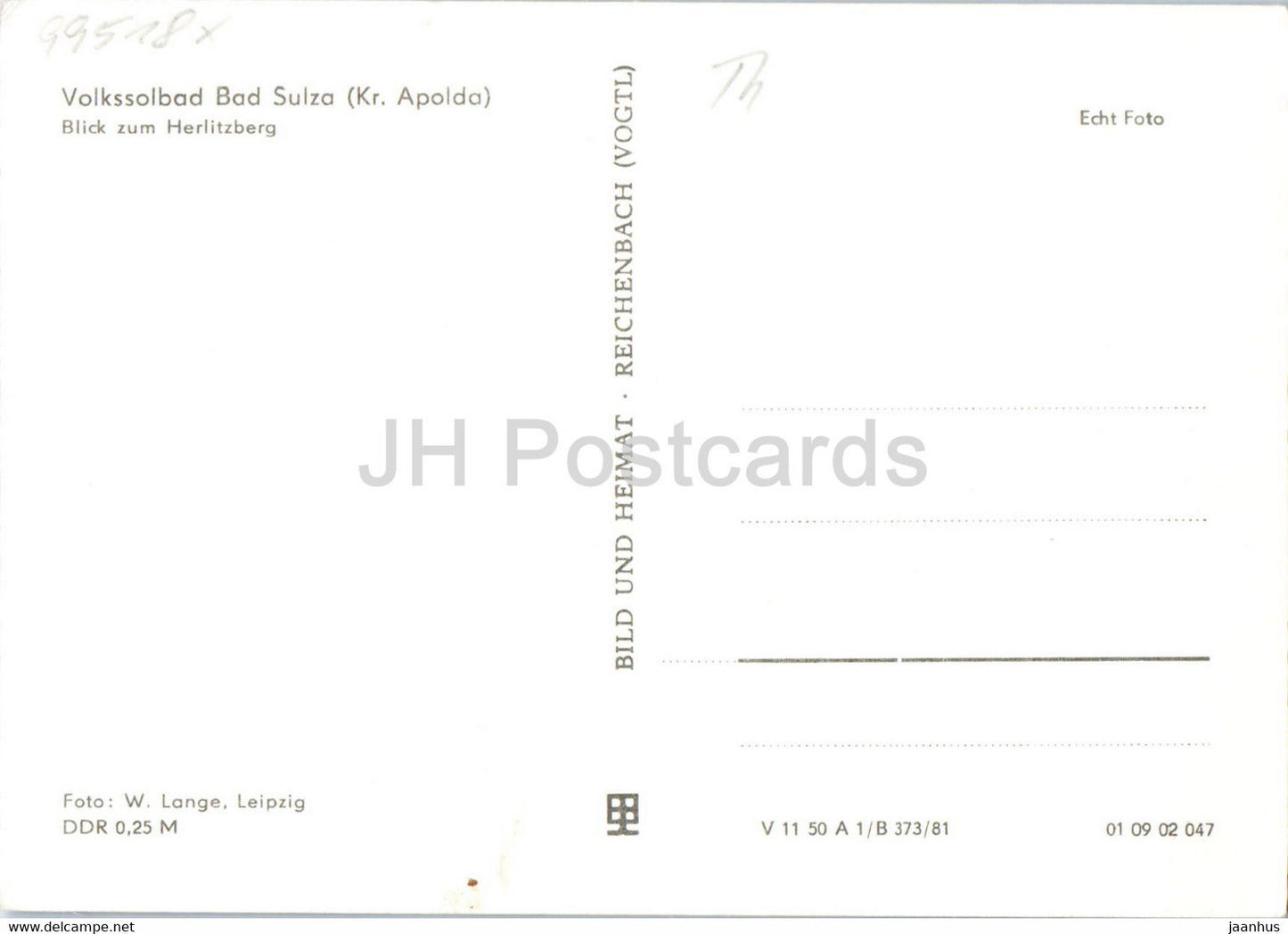 Volkssolbad Bad Sulza - Kr Apolda - Blick zum Herlitzberg - Germany DDR - unused