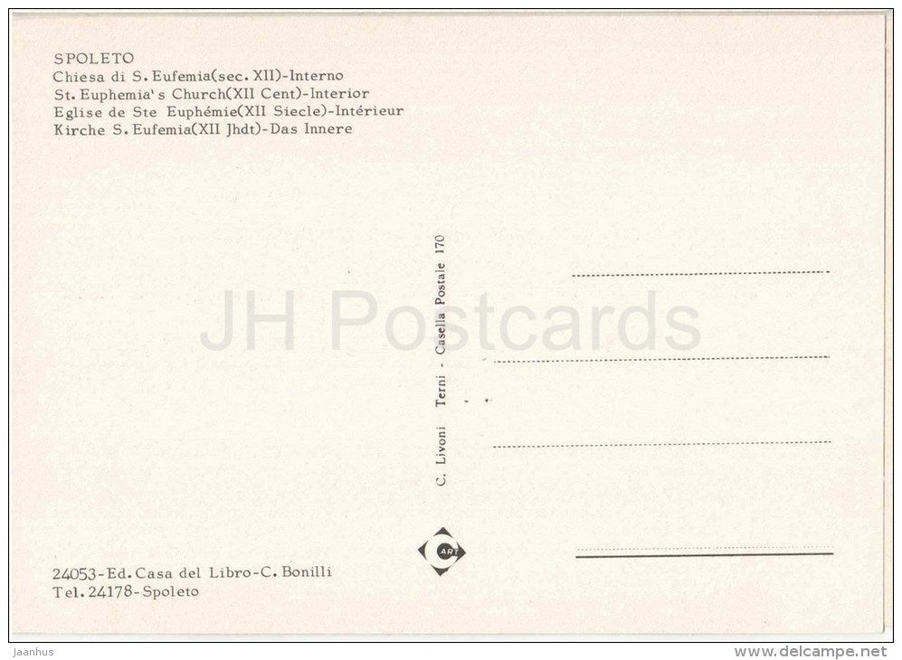 Chiesa di S.Eufemia interno - church - Spoleto - Perugia - Umbria - 24053 - Italia - Italy - unused - JH Postcards