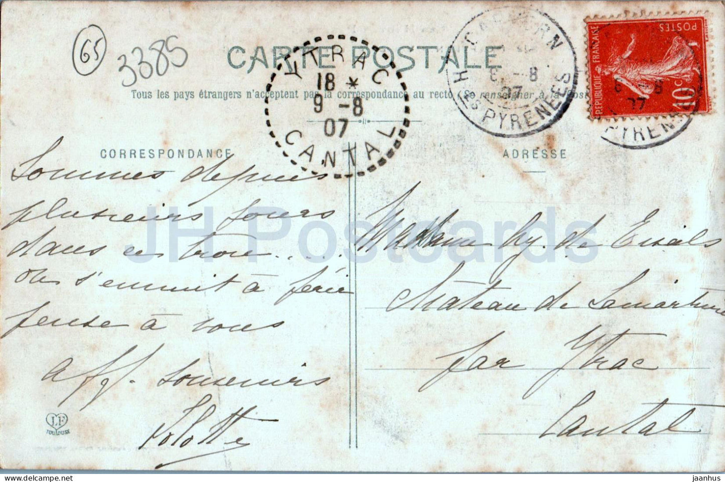 Capvern - Vue Generale en Venant de la Gare - Les Hautes Pyrenees - 372 - alte Postkarte - 1907 - Frankreich - gebraucht 