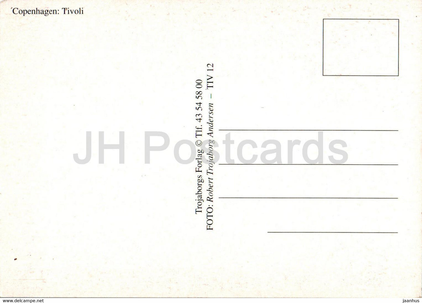 Copenhague - Kopenhagen - Tivoli - Tiv 12 - Danemark - inutilisé