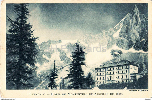Chamonix - Hotel Du Montenvers et Aiguille du Dru - 261 - old postcard - France - unused - JH Postcards