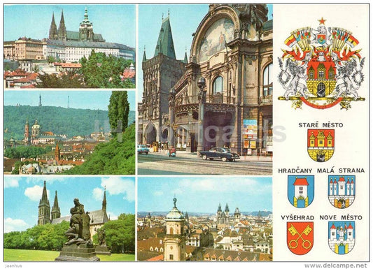 Stare Mesto - Hradcany - Mala Strana - Vysehrad - Nove Mesto - Praha - Prague - Czechoslovakia - Czech - used 1976 - JH Postcards