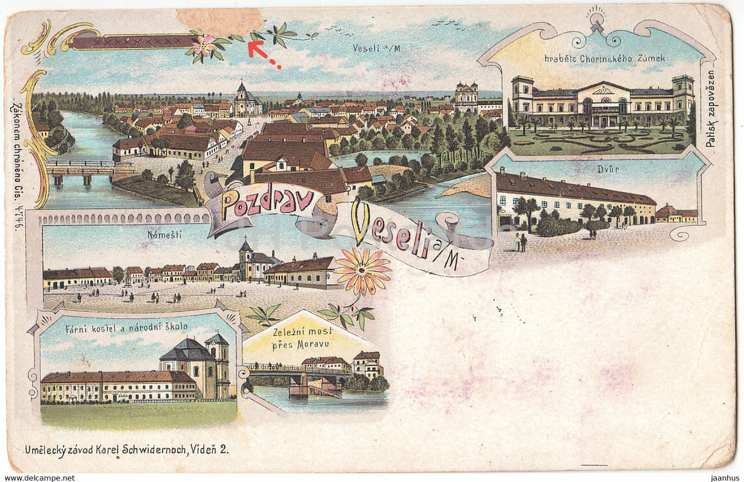 Pozdrav Veseli - old postcard - Czech Republic - unused - JH Postcards