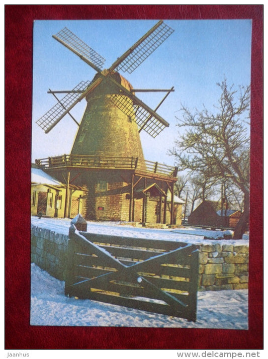 New Year Greeting Card - windmill - 1984 - Estonia USSR - unused - JH Postcards