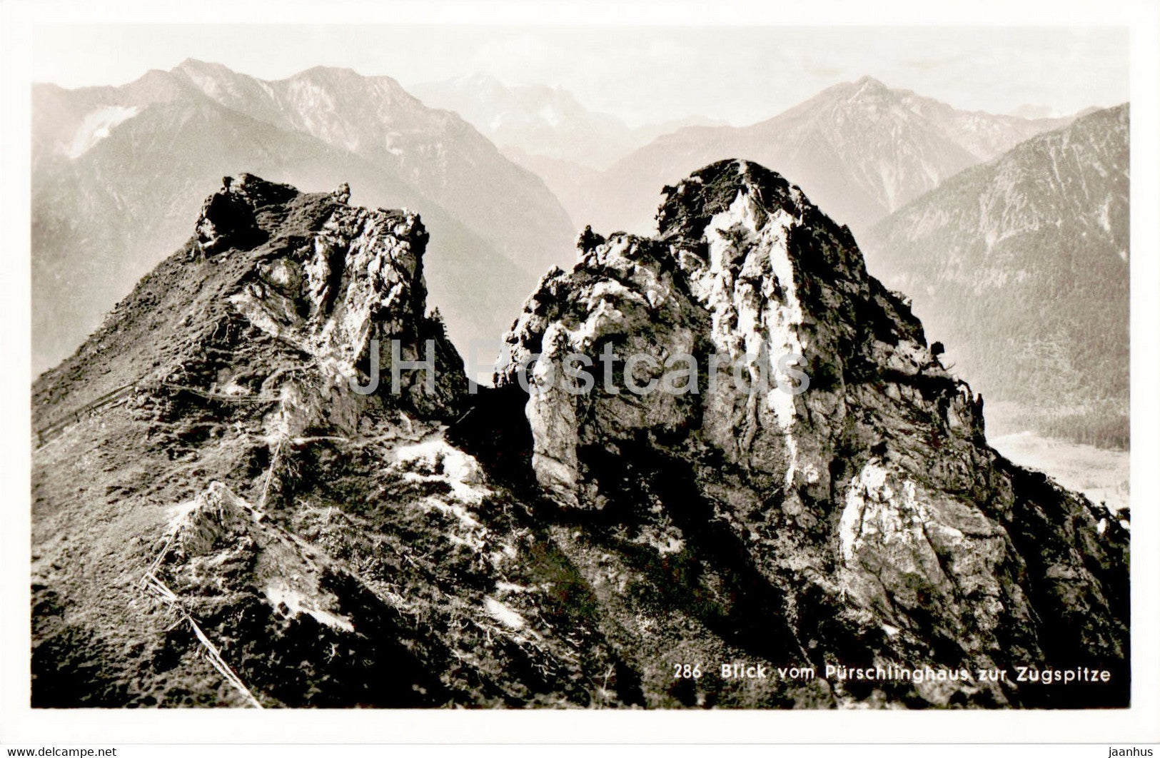 Blick vom Purschlinghaus zur Zugspitze - old postcard - Germany - unused - JH Postcards