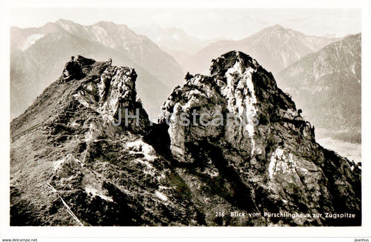 Blick vom Purschlinghaus zur Zugspitze - old postcard - Germany - unused - JH Postcards