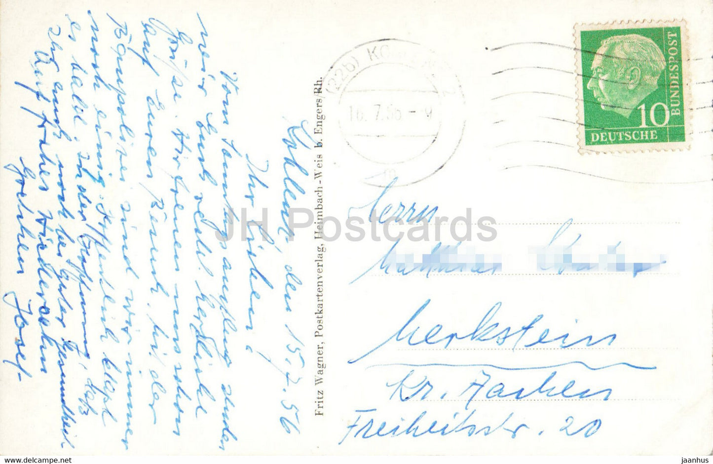 Rheinzauber - Stolzenfels - Rhein - alte Postkarte - 1956 - Deutschland - gebraucht