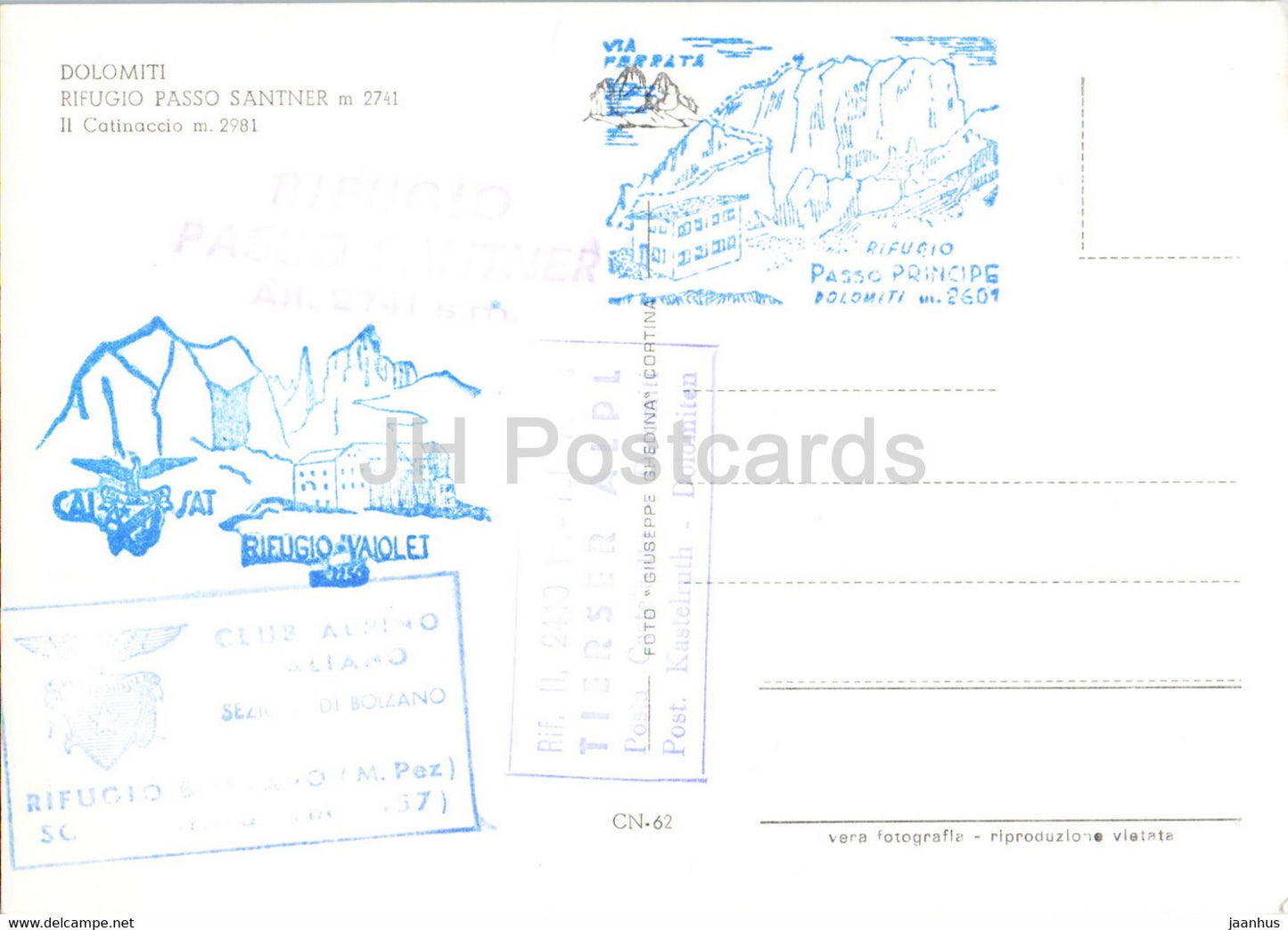 Dolomiti - Rifugio Passo Santner - Il Catinaccio - old postcard - Italy - unused