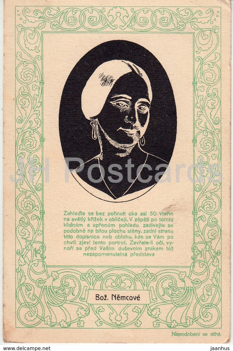 Boz Nemcove - woman - illustration - old postcard - Czech Republic - unused - JH Postcards