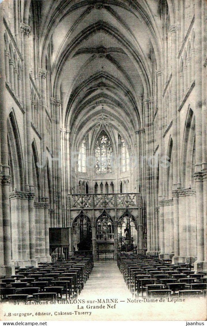 L'Epine - Environs de Chalons sur Marne - Notre Dame de Lepine - La Grande Nef 54 - old postcard - 1918 - France - used - JH Postcards