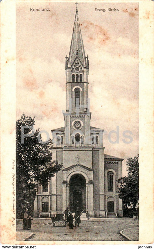 Konstanz - Evang Kirche - church - old postcard - Germany - used - JH Postcards
