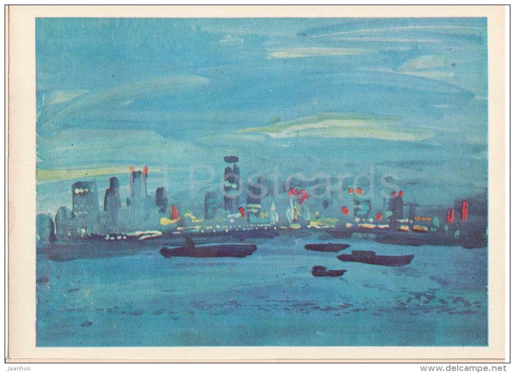 paintings by Plakhov and Alekseyev - Singapore Night Raid - Pacific - 1979 - Russia USSR - unused - JH Postcards