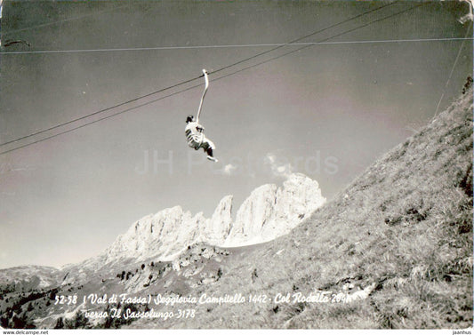 Val di Fassa - Seggiovia Campitello 1442 - Col Rodella verso Il Sassolungo - 1963 - Italy - used - JH Postcards