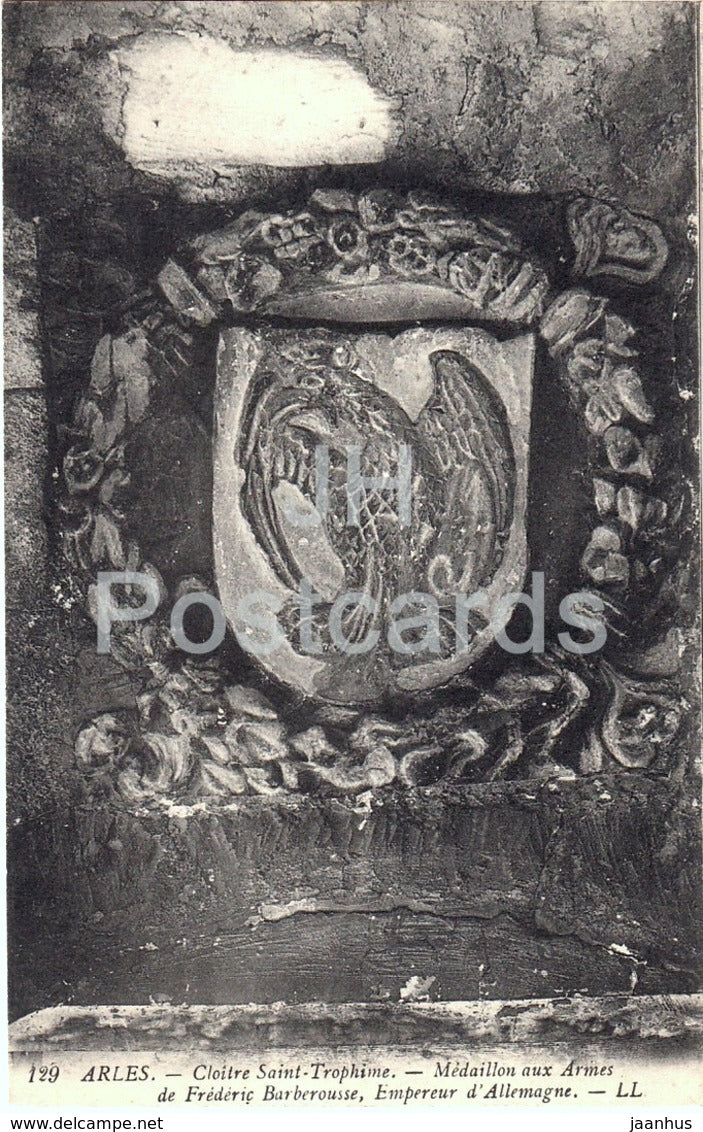 Arles - Cloitre Saint Trophime - Medaillon aux Armes de Frederic Barberousse - 129 - old postcard - France - unused