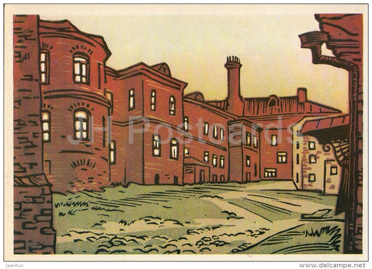 illustration by A. Karimov - View of the building of the former women's diocesan school - 1976 - Russia USSR - unused - JH Postcards
