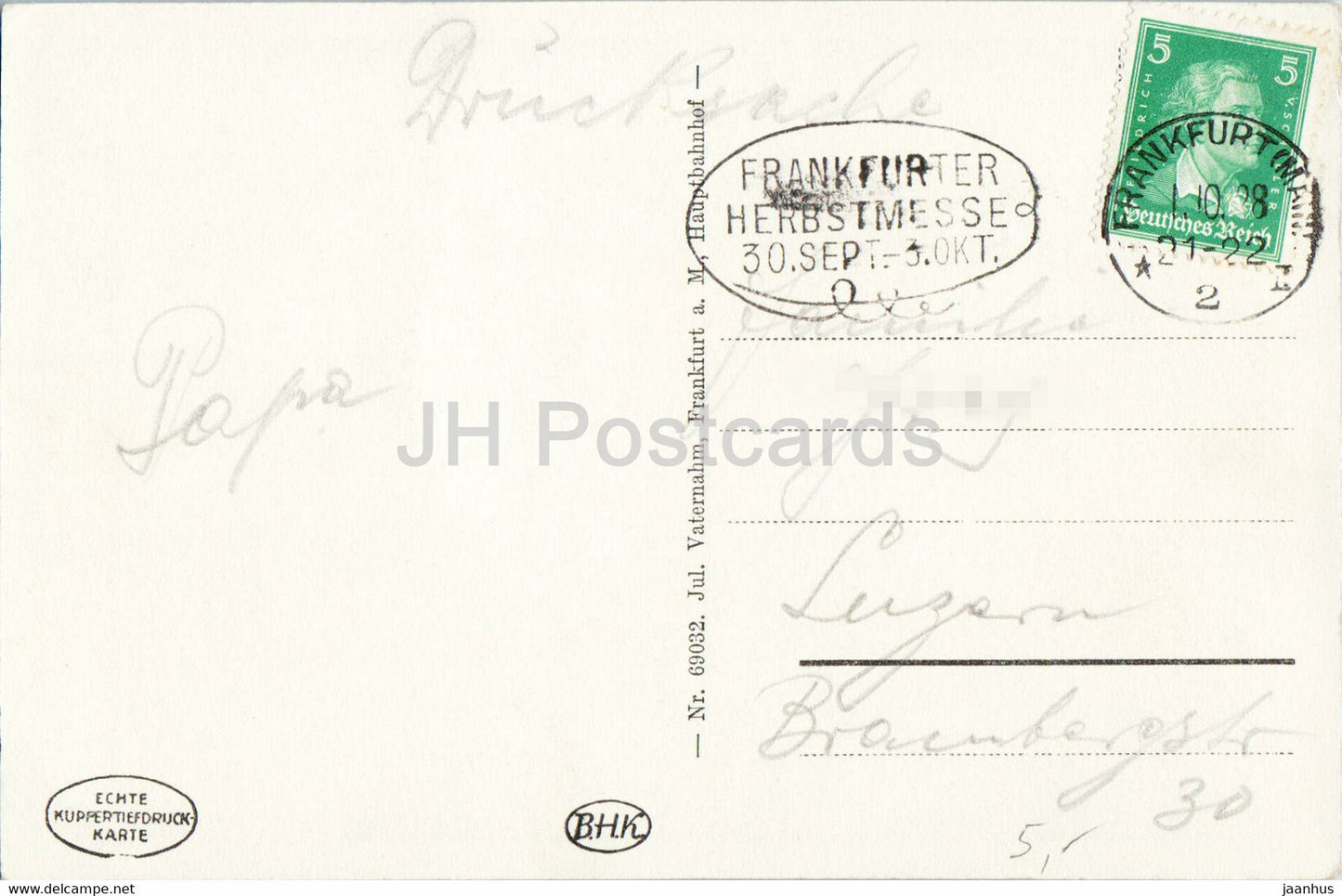 Francfort-sur-le-Main - Saalgasse - 1928 - carte postale ancienne - Allemagne - utilisé