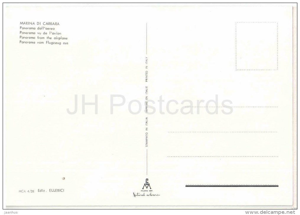 panorama dall´aereo - beach - spiaggia - Marina di Carrara - Massa - Toscana - MCA 4/28 - Italia - Italy - unused - JH Postcards