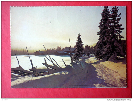 Christmas Greeting Card - winter view - house - 2794/4 - Finland - sent from Finland Turku to Estonia USSR 1976 - JH Postcards