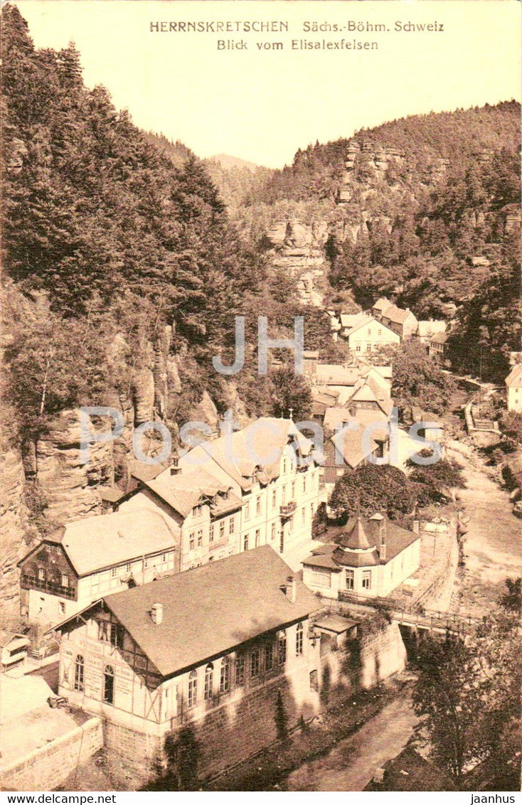 Herrnskretschen - Hrensko - Sachs Bohm Schweiz - Blick vom Elisalexfelsen - 10369 - old postcard - Czech Republic unused - JH Postcards