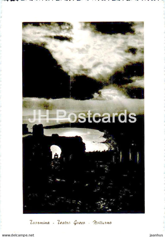 Taormina - Teatro Greco - Notturno - Ancient theatre of Taormina - old postcard - 1955 - Italy - used - JH Postcards