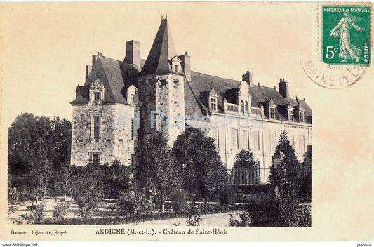 Andigne - Chateau de Saint Henis - castle - old postcard - France - used - JH Postcards